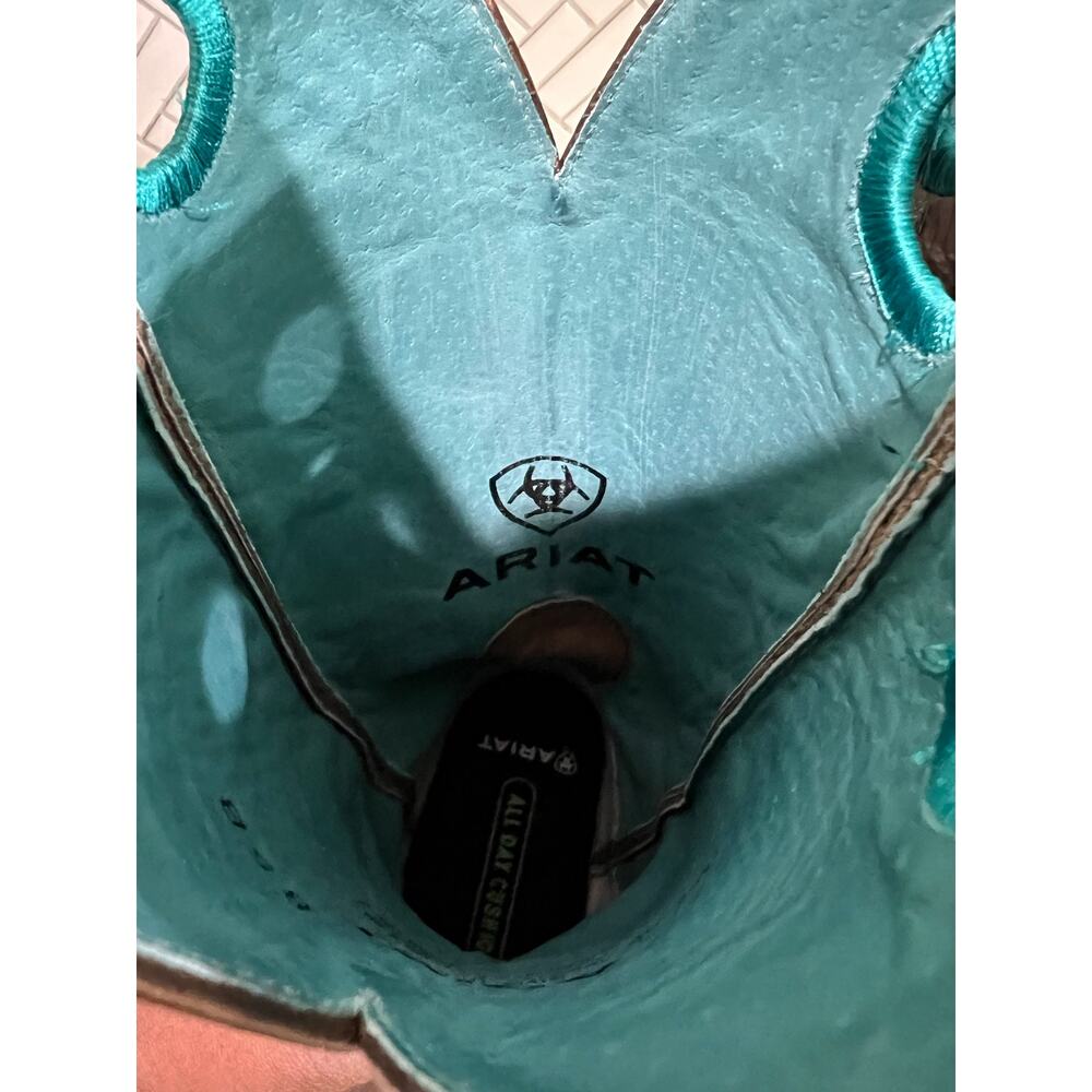 Ariat Sport Western Boots Women’s 8B Brown Turquoise Square Toe Style 10034089 - Picture 10 of 13
